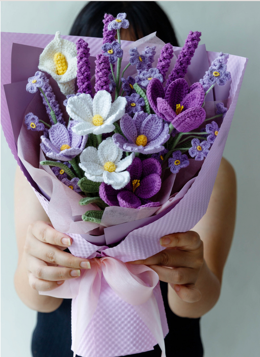 Crochet Lavender Bouquet (19 pieces)